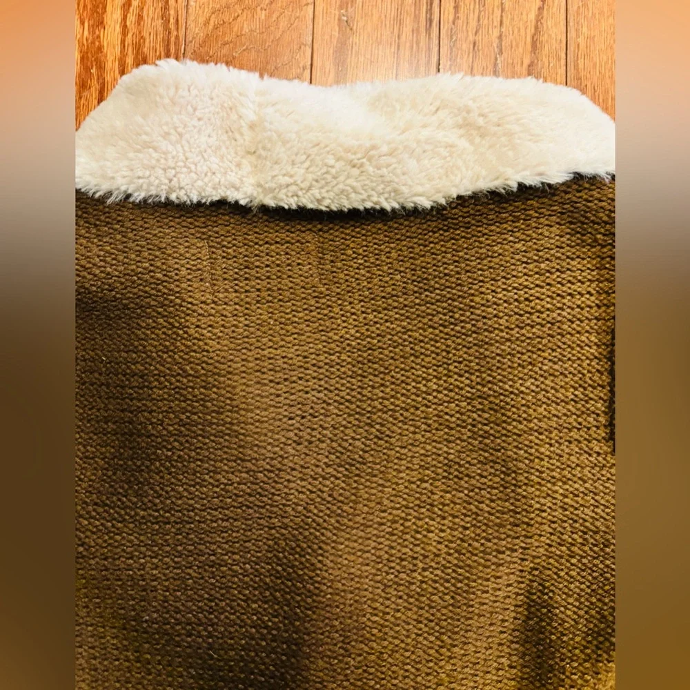 DMX Brown and Cream Faux-Suede and Knit Cardigan Women's Jacket Size M EUC - Picture 10 of 11
